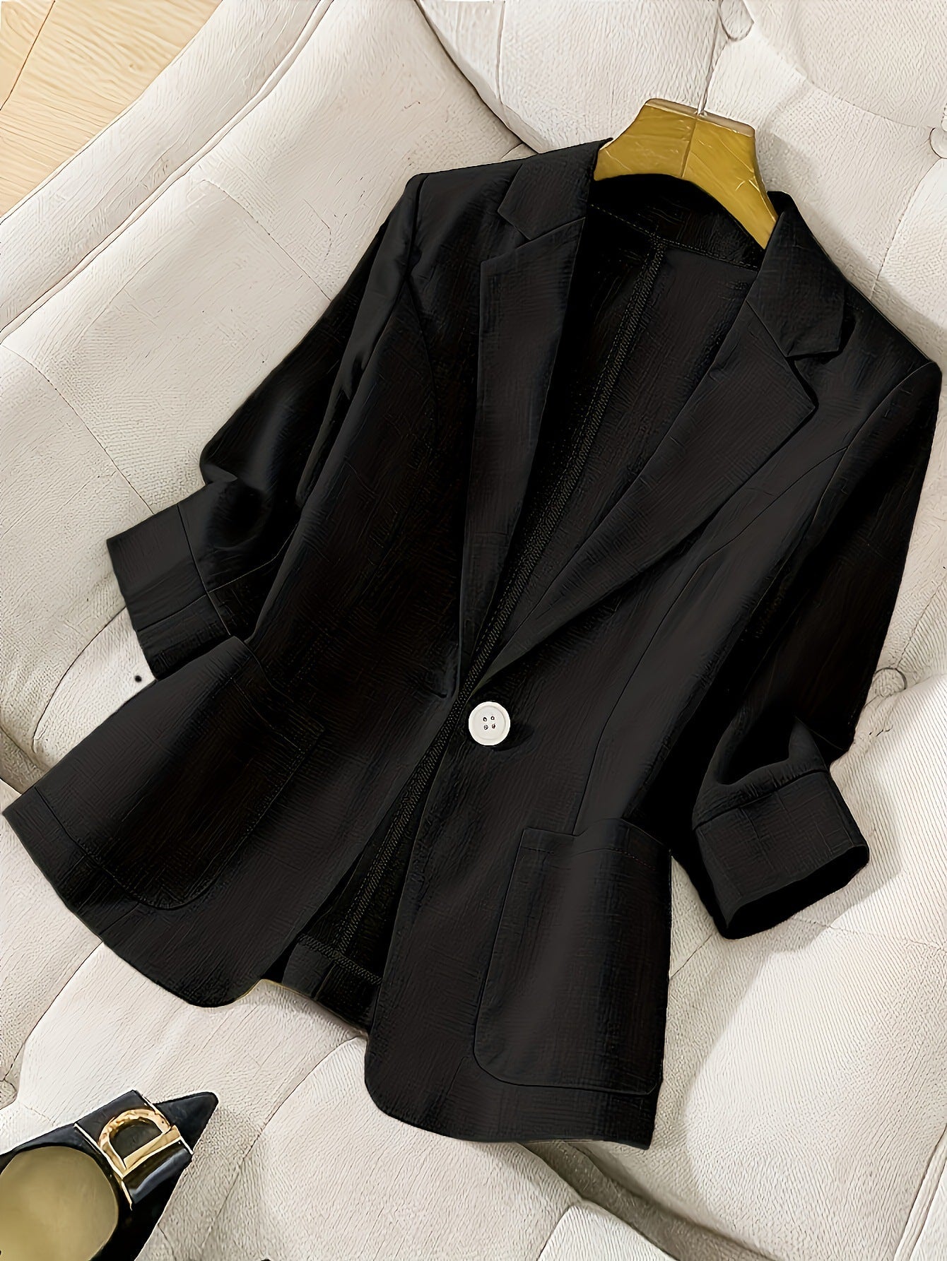Three-quarter-sleeve Single-button Professional Casual Blazer 