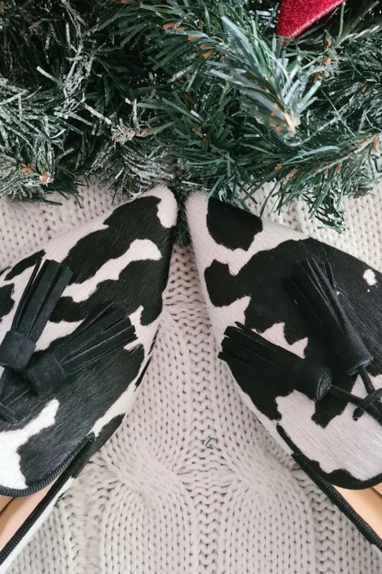 Women's Cows Pattern Tassel Casual Pumps 