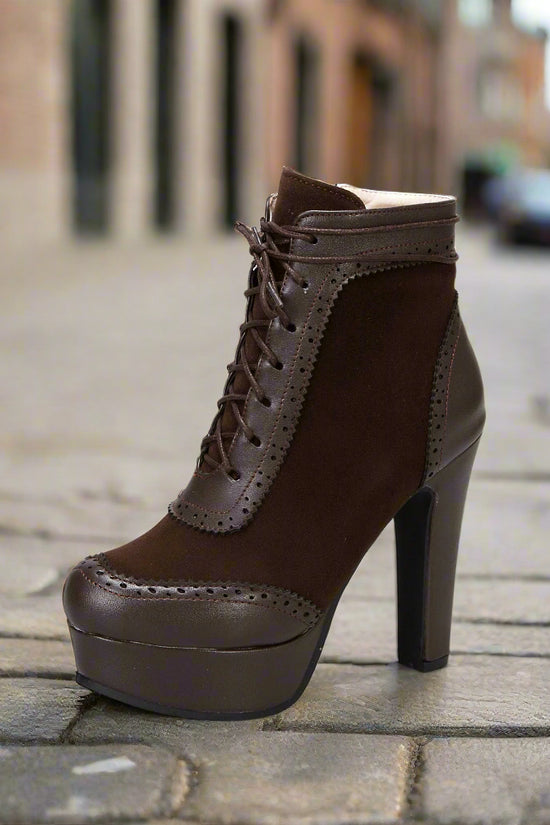 Women’s High Heel Martin Boots – Round Toe, Low-Cut Ultra Heel Fashion Booties CJ