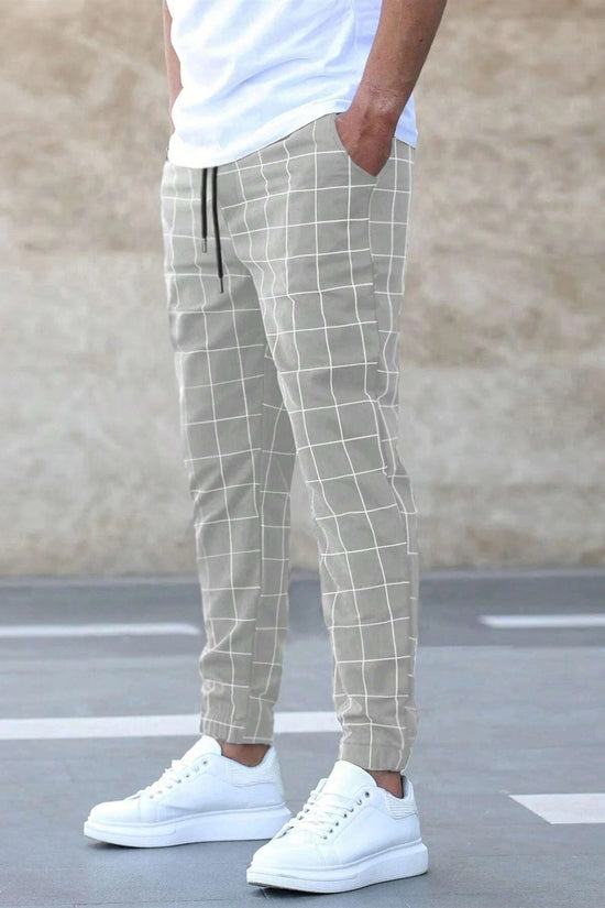 🧵 Men's Fashion Plaid Print Drawstring Trousers FitiqueFit