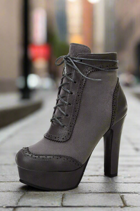 Women’s High Heel Martin Boots – Round Toe, Low-Cut Ultra Heel Fashion Booties CJ