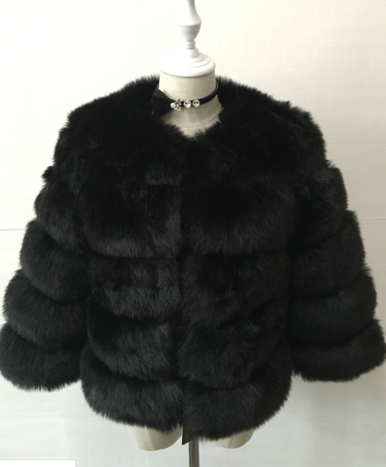 Women's Luxury Faux Fur Coat | Stand Collar Furry Jacket 