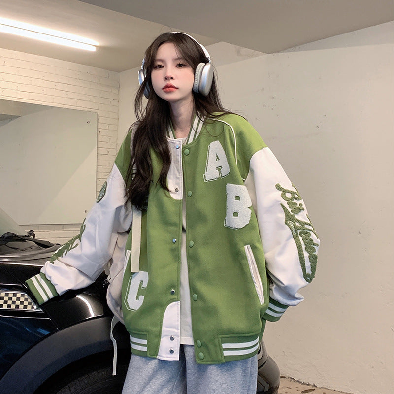 Y2K Oversized Lamb-Wool Bomber Jacket Women 
