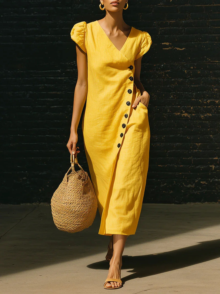 Women's Casual V-Neck Short-Sleeve Dress 