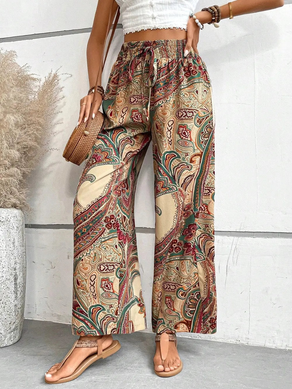 Printed Wide Leg Pants 