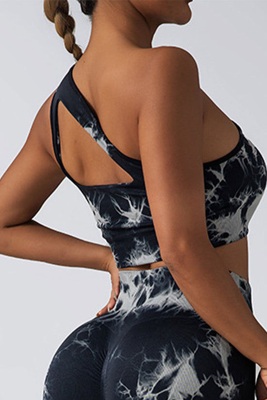 Seamless One-Shoulder Bra & Scrunch Leggings Set - High Waisted Yoga Pants FitiqueFit