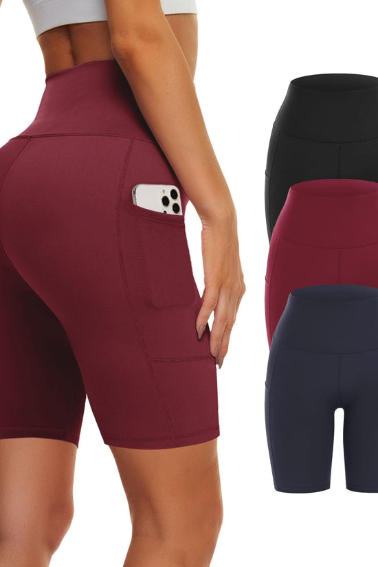 3-Pack High-Waisted Biker Yoga Shorts CJ US