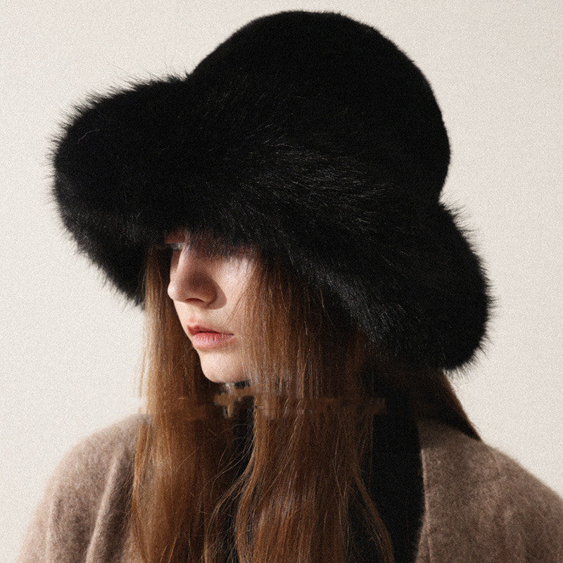 Women’s Oversized Furry Fisherman Hat – Mongolian Style Winter Hat - FitiqueFit