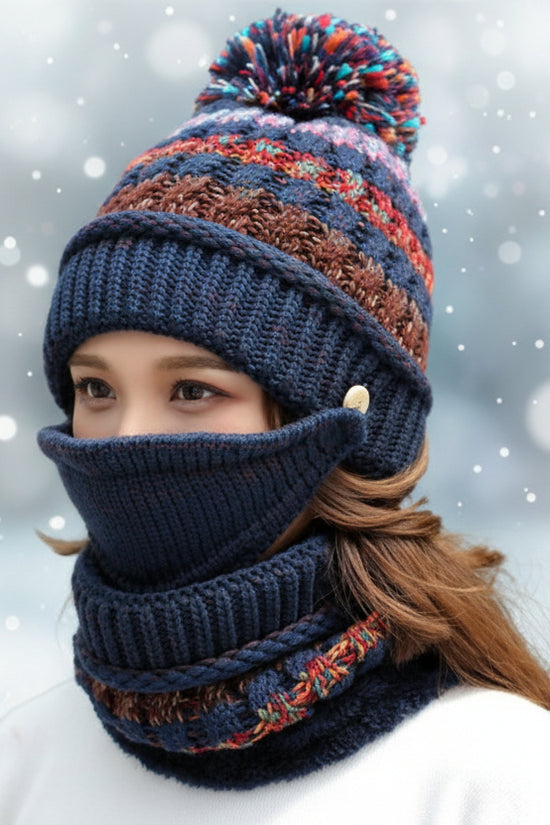 Winter Plush Knitted Hat – Soft Warm Knit Beanie for Cold Weather - FitiqueFit