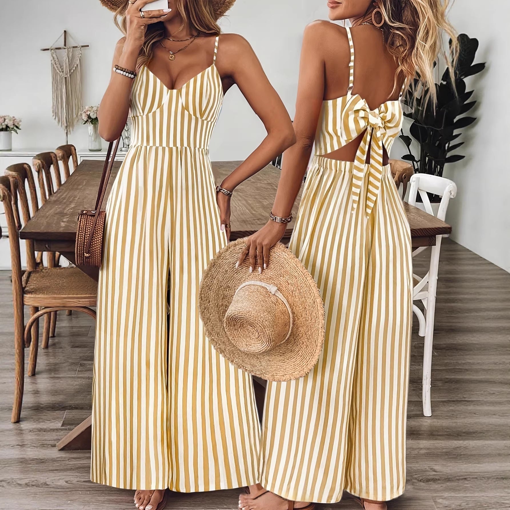 Loose-fitting Sleeveless Backless Jumpsuit For Women 