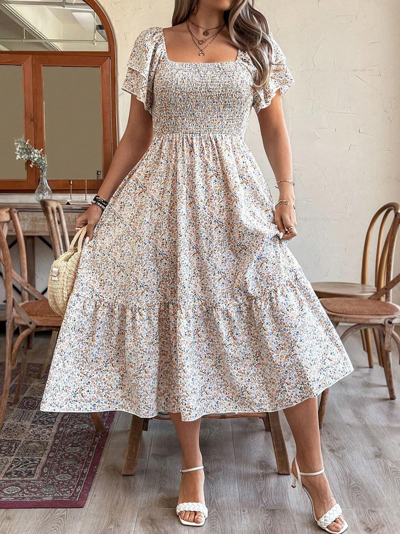 Plus Size Backless Midi Dress – Elegant Pleated Summer Party Dress CJ US