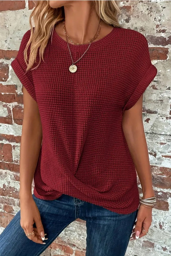 Women’s Textured Cuff Short‑Sleeve Tee 
