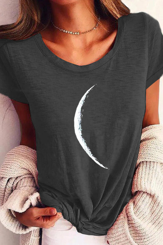 Wide Collar Printed T-Shirt – Casual Short Sleeve Top for Women FitiqueFit