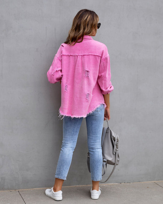 Ripped Shirt Jacket Female | oversized shirts for women | Diversi