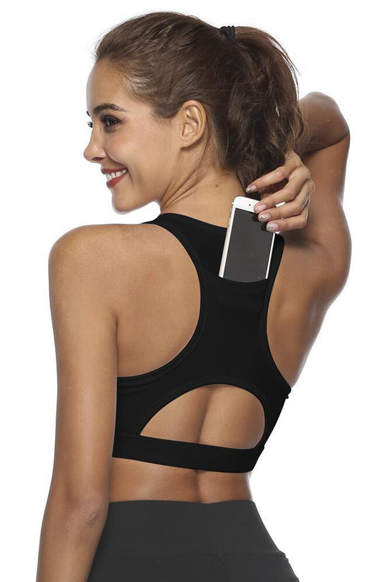 Women’s Breathable Sports Bra with Back Pocket CJ
