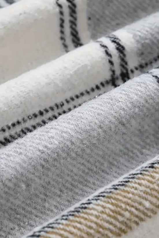 New Plaid Pattern Long Sleeved Hook And Loop Wool Lined Hooded Jacket For Warmth, Women's Plaid Hooded Drawstring Jacket, Single Breasted Closure, Comfortable And Casual CJ US