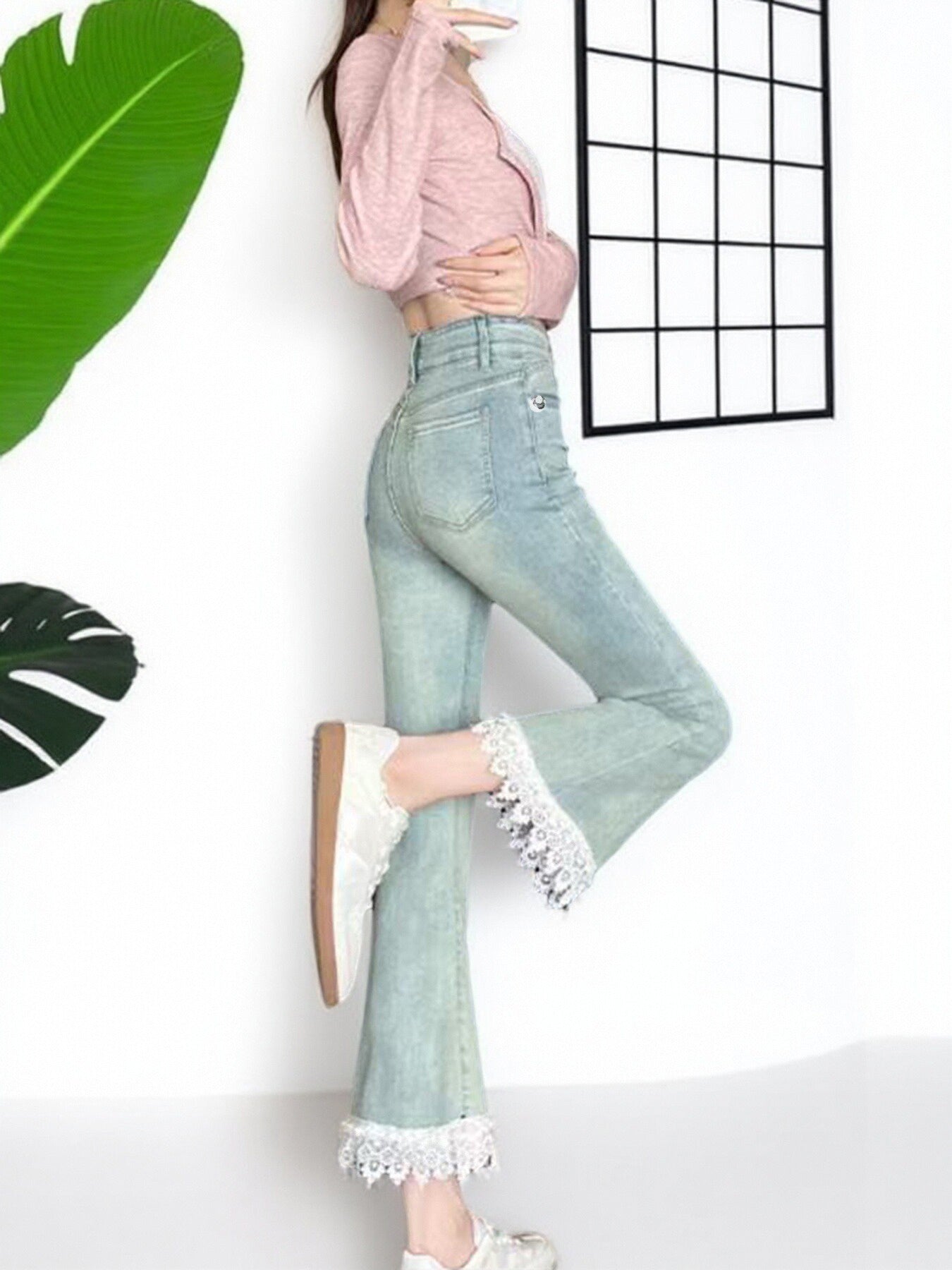 Jeans For Women, With Elastic Lace Lace And Lace Stitching, Micro Flared Jeans For Women In 2025, Small And Stylish Design, Light Blue Jeans For Women, Cropped Jeans For Women, Casual Pants For Women, CJ US