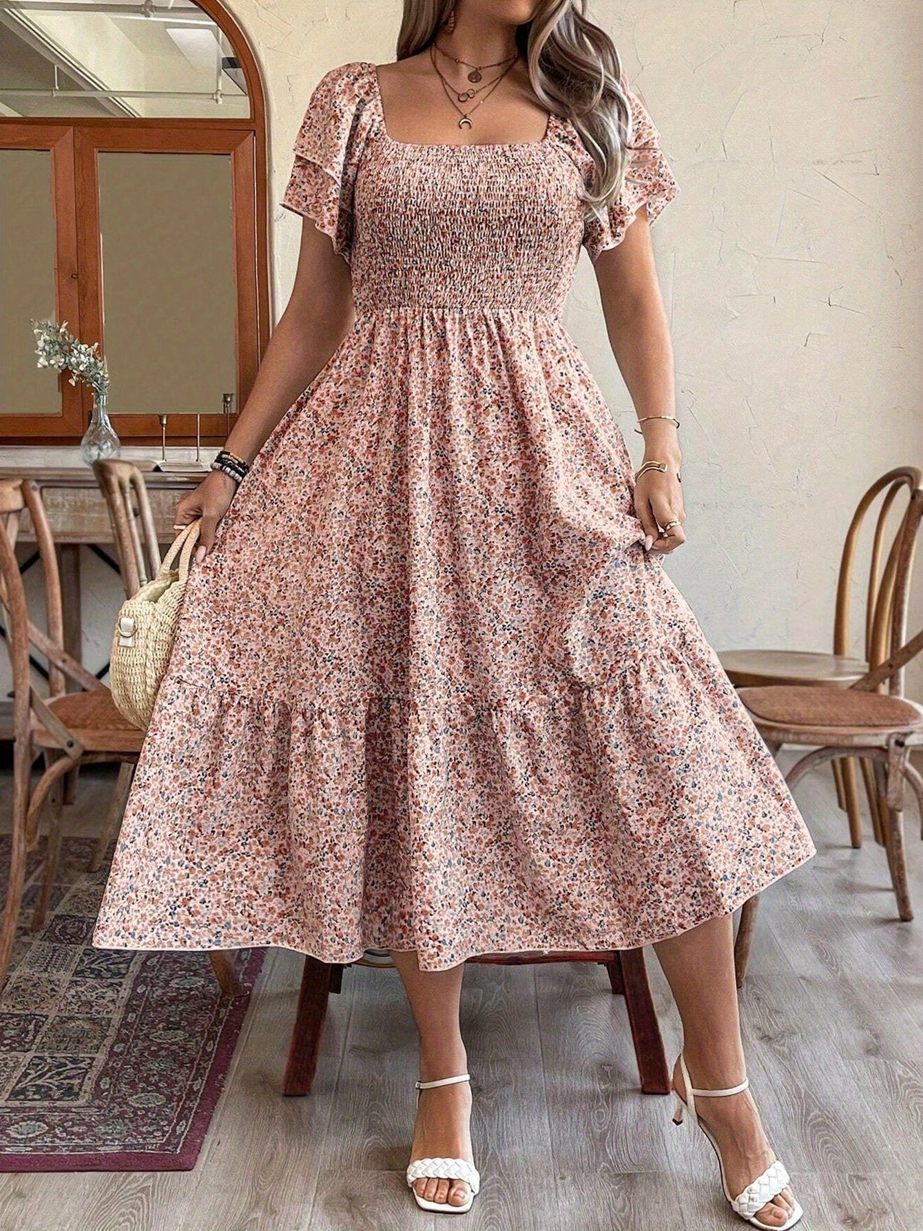 Plus Size Backless Midi Dress – Elegant Pleated Summer Party Dress CJ US