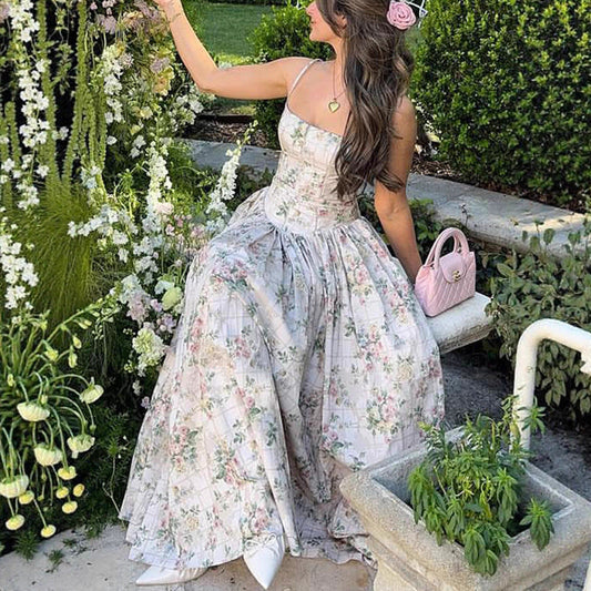 Sexy Printed Strapless Dress Summer Fitted Backless Long Dress Elegant High-End Style Beautiful Summer Dress 