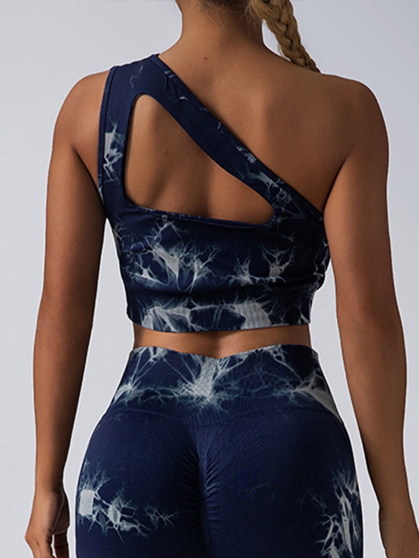 Seamless One Shoulder Sports Bra Scrunch Butt Lifting Leggings Gym Outfits Tracksuits FitiqueFit