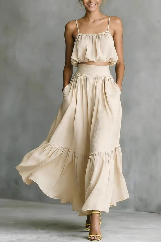 Two-piece High-waist Flared Skirt Set 