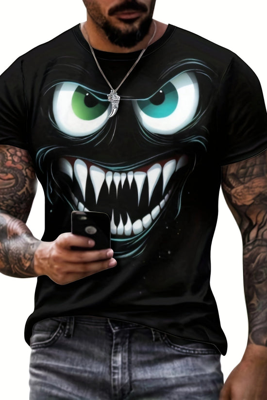 3D Evil Smile T-Shirt for Men – Streetwear Graphic Short Sleeve Tee CJ US