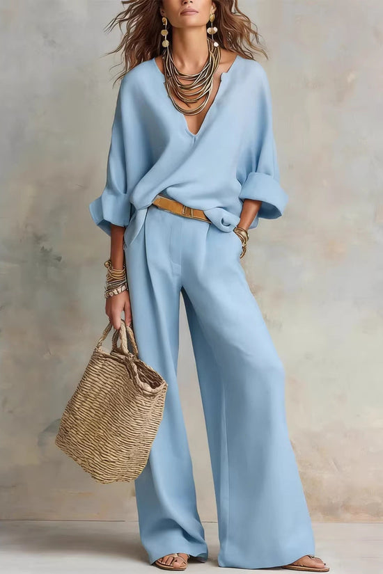 Fashionable Casual Linen Loose Vacation Set 