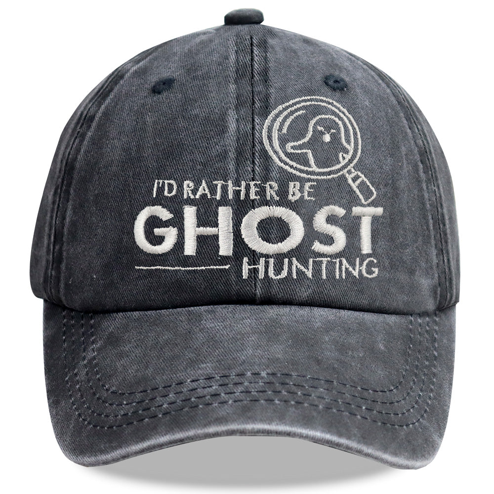 2pcs Ghost Hunting Baseball Cap, Embroidered Washed Cotton Hat, Retro Unisex Cap For Paranormal Fans 