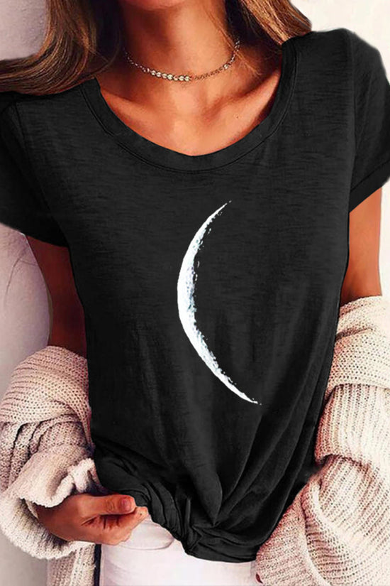 Wide Collar Printed T-Shirt – Casual Short Sleeve Top for Women FitiqueFit