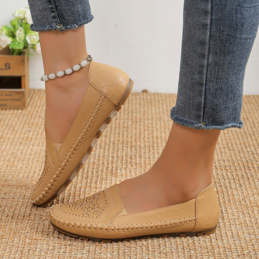 Handmade Stitching Gommino Solid Color Casual Women's Shoes CJ US