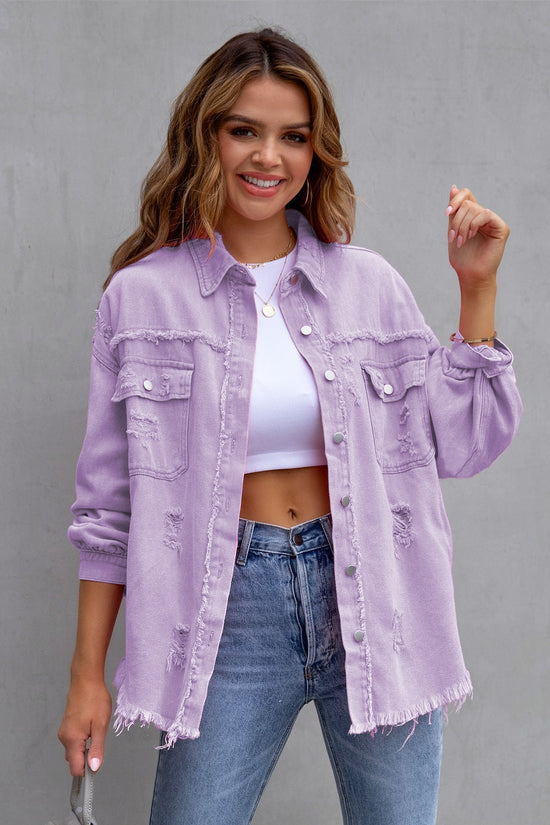 Ripped Shirt Jacket Female | oversized shirts for women | Diversi
