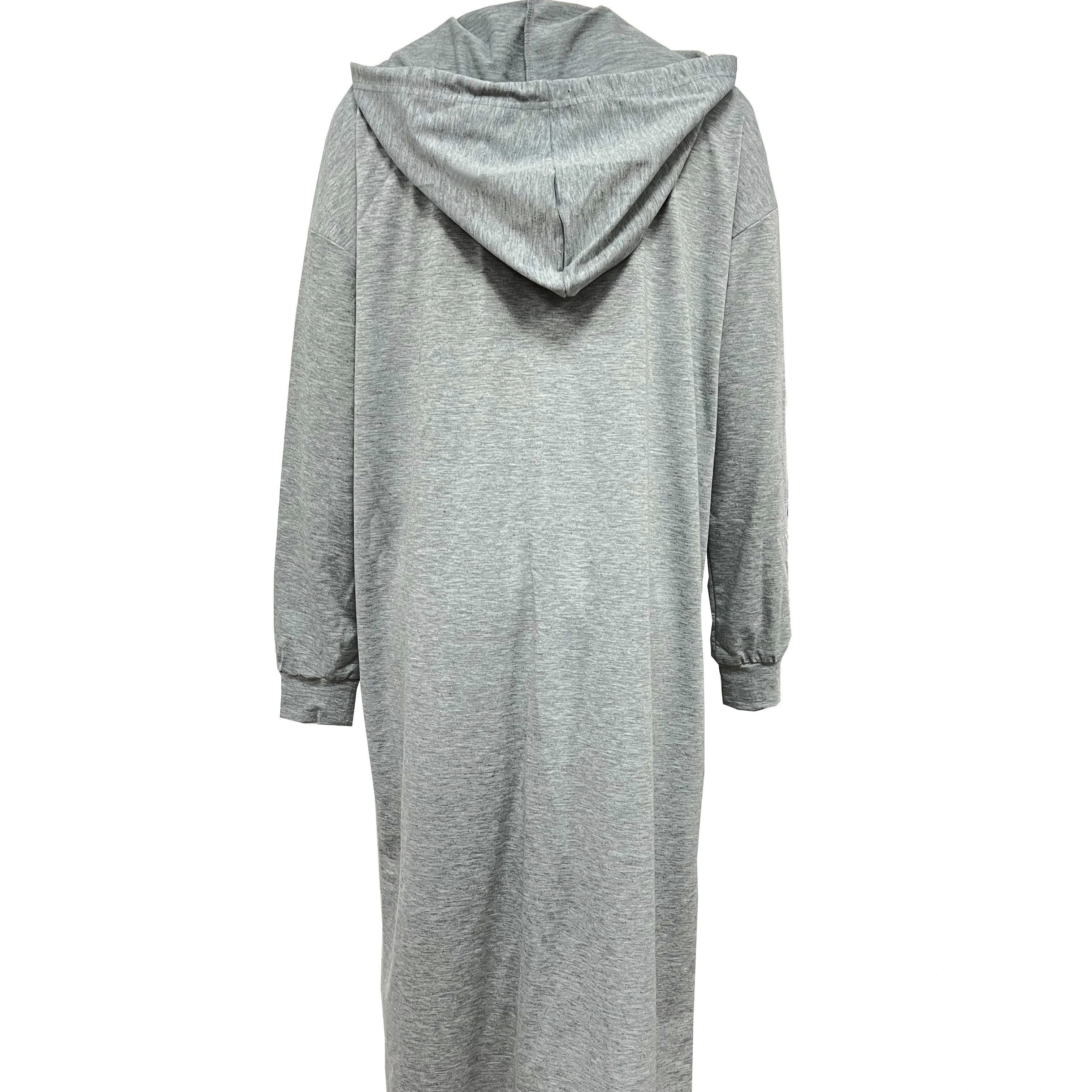 Women's Solid Color Hooded Fashionable Long Hoodie Jacket CJ US