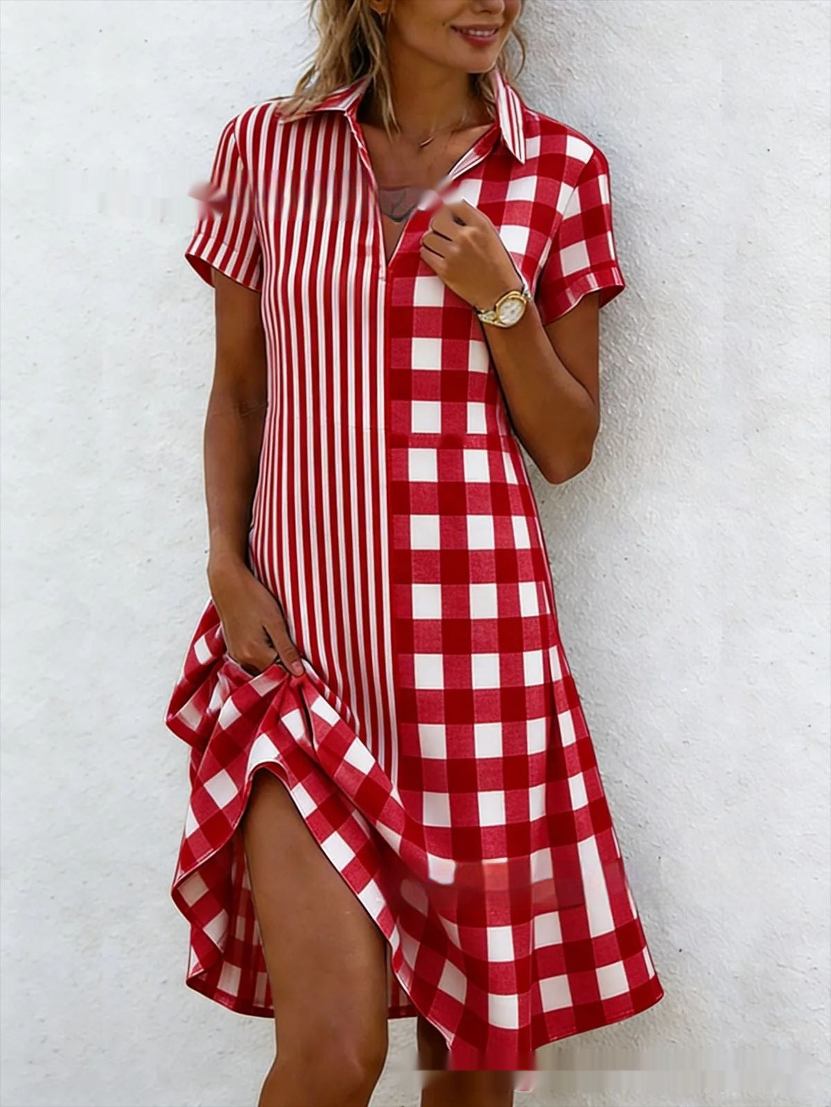 Bohemian 3D Printed V-Neck Short-Sleeve Maxi Dress 