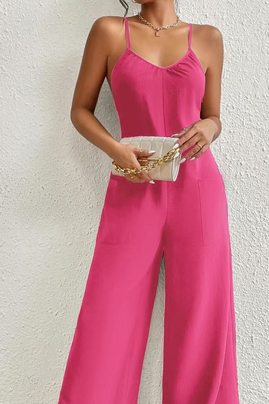 Women's New Cross Backless Wide Leg Camisole Skirt Jumpsuit CJ US