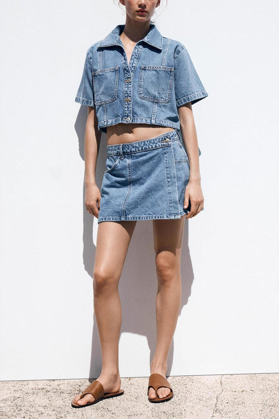 Women's Loose And Comfortable Denim Shirt-Dress And Pants Set 