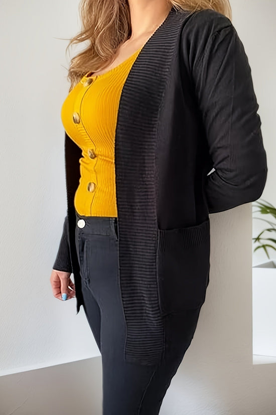 2025 Women's New Cardigan, Solid Color Knitted Jacket, Casual Lightweight Cardigan With Pockets, Fashionable Top For Streetwear Women CJ US