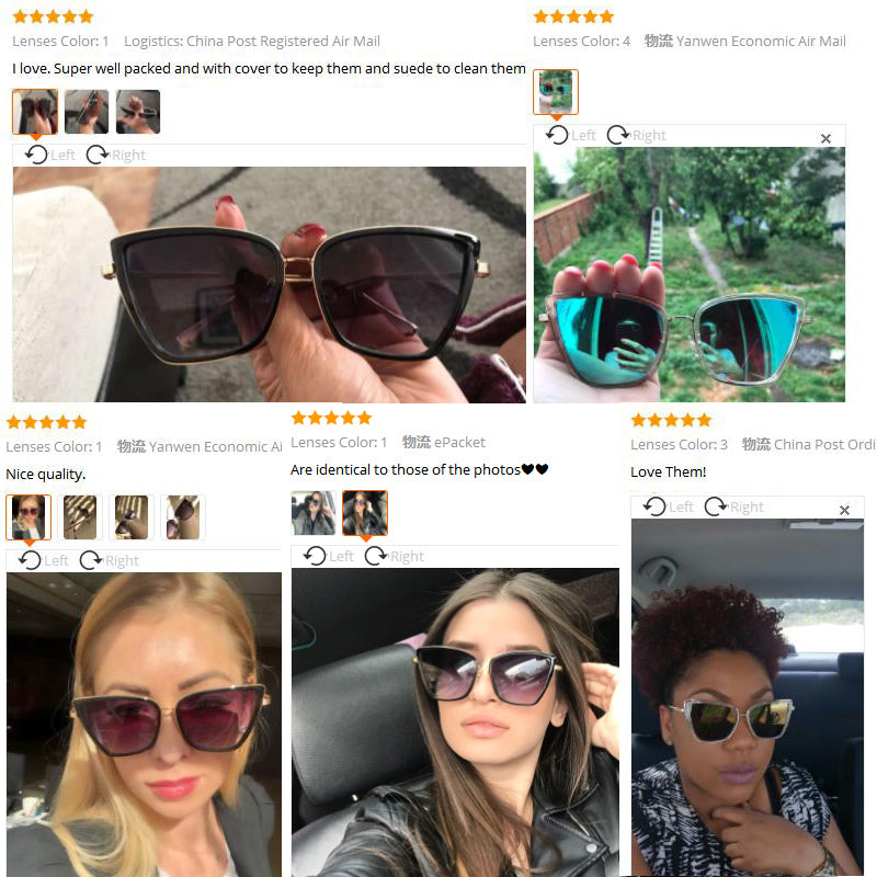 Big Cat Eye Sunglasses Women Black Mirror Sun Glasses Fashion Brand Designer High Quality Vintage Sunglass eprolo