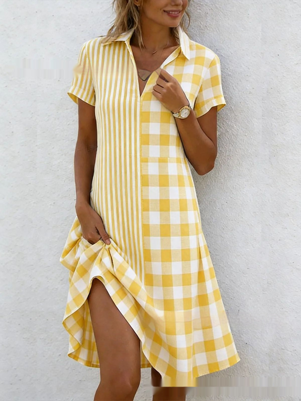 Bohemian 3D Printed V-Neck Short-Sleeve Maxi Dress 