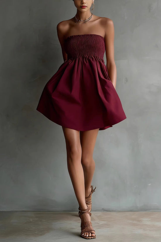 Women's Solid-Colored Strapless Tube Dress 