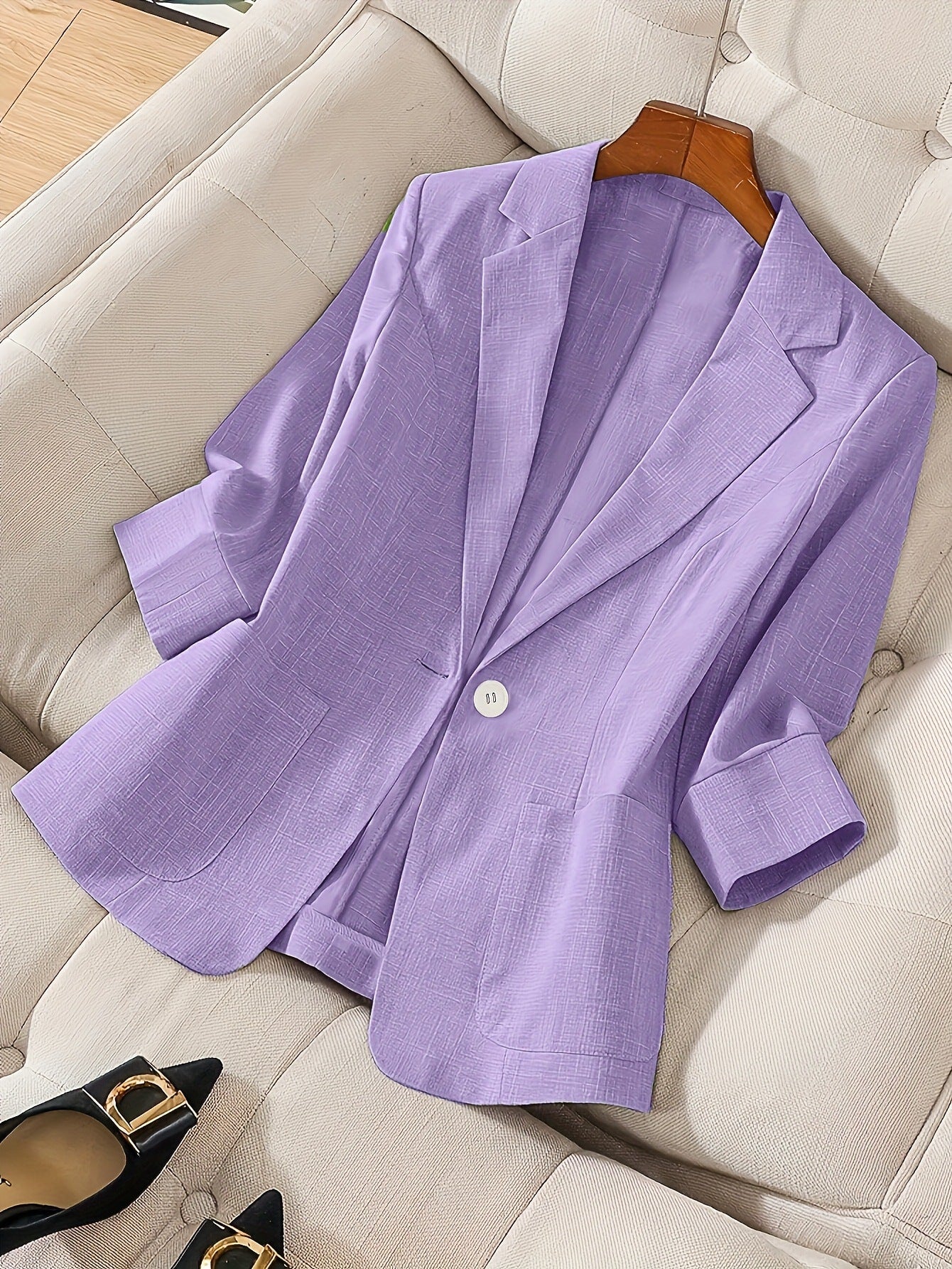 Three-quarter-sleeve Single-button Professional Casual Blazer 