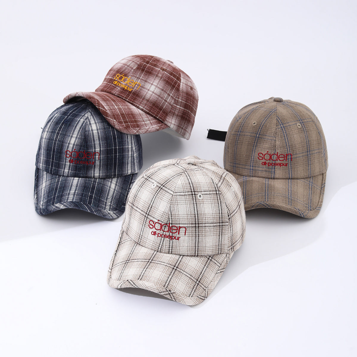 Striped Checkered Embroidered Letter Simple And Fashionable Baseball Cap Suitable For Daily Outdoor Outings And Travels 