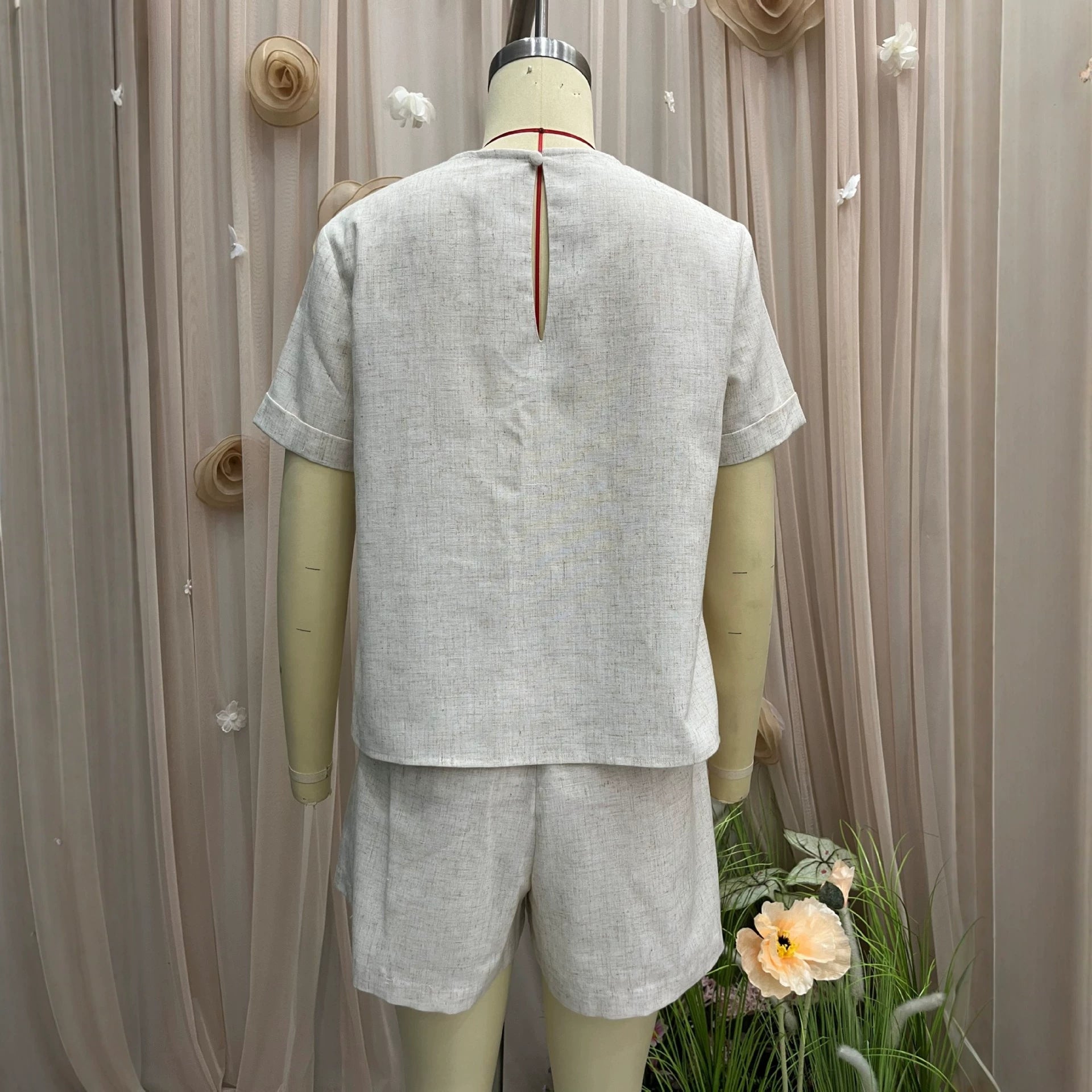 Summer loose short sleeved top+shorts two-piece set 