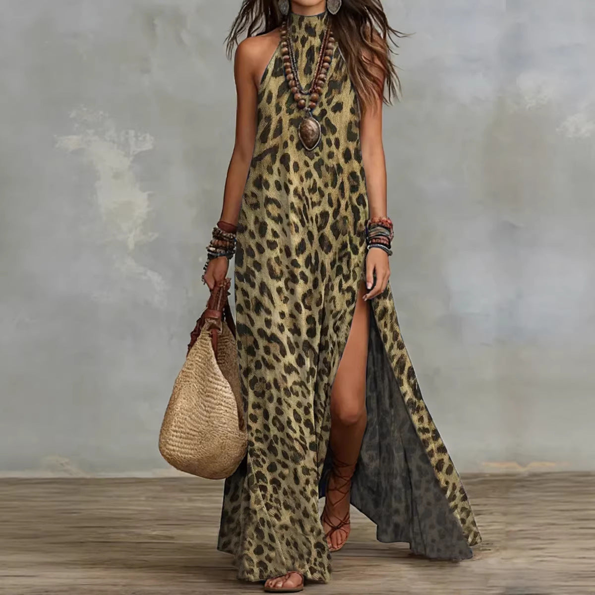 Printed Scarf-style Long Dress Fashionable And Casual 