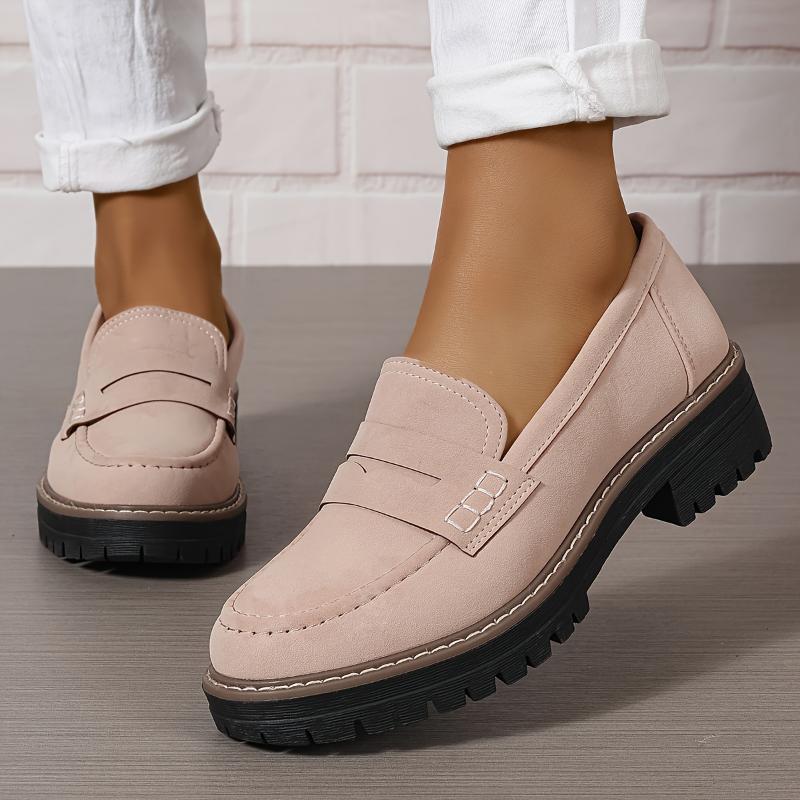 Women's Solid Color Fashionable Thick-soled Loafers 