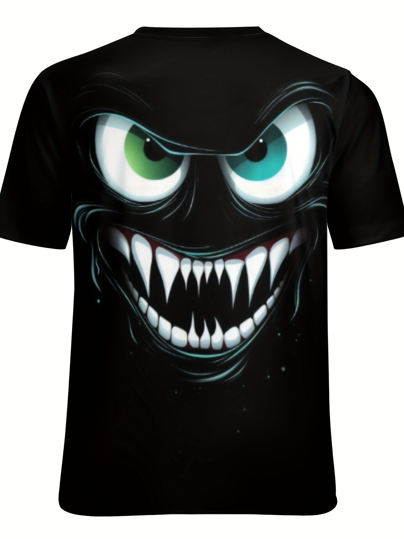 Men's Novel 3D Evil Smiling Face Printed T-shirt, Casual And Fashionable T-shirt, Street Style Short Sleeved Round Neck Shirt CJ US