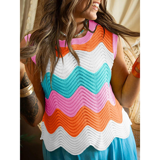 Women’s Rainbow-Striped Cropped Sweater Vest CJ US