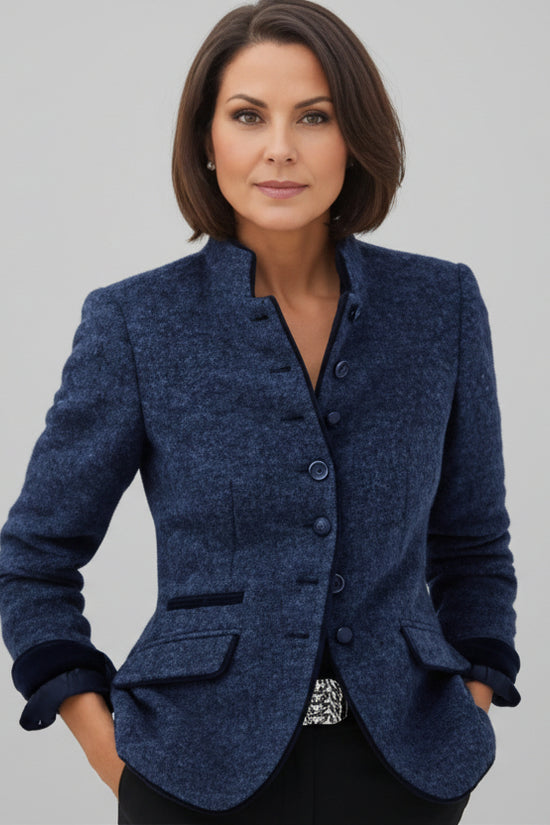 Multi-button Color Matching Women's Woolen Jacket 
