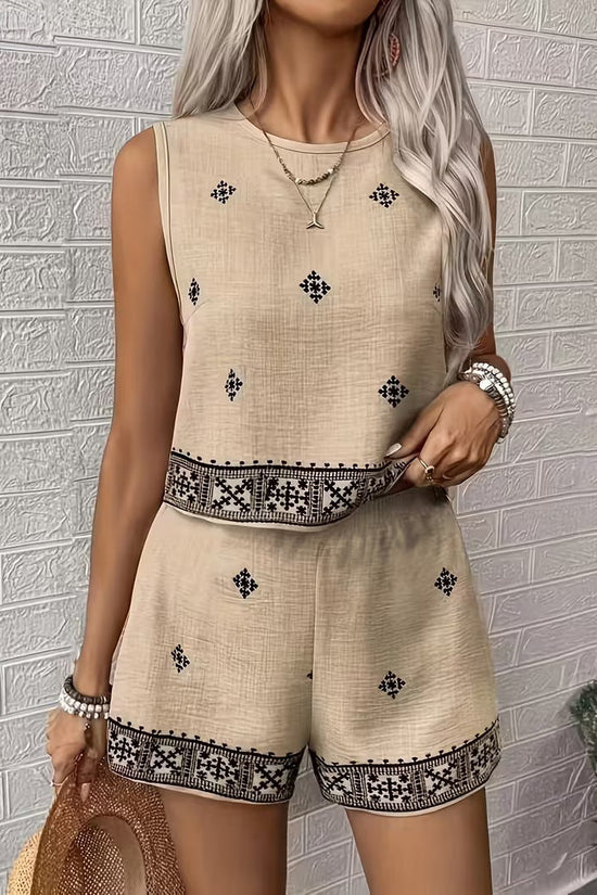 Womens Tank Top And Shorts Two-piece Set 