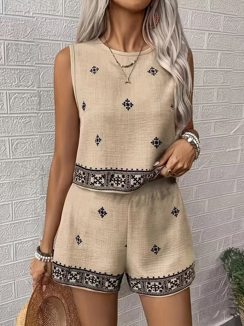 Womens Tank Top And Shorts Two-piece Set 