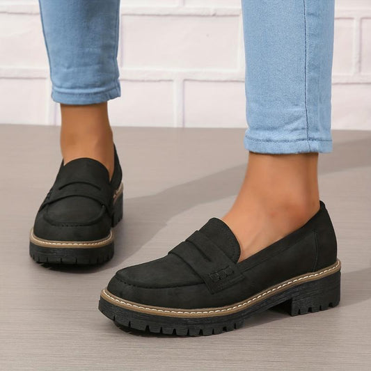 Women's Solid Color Fashionable Thick-soled Loafers 